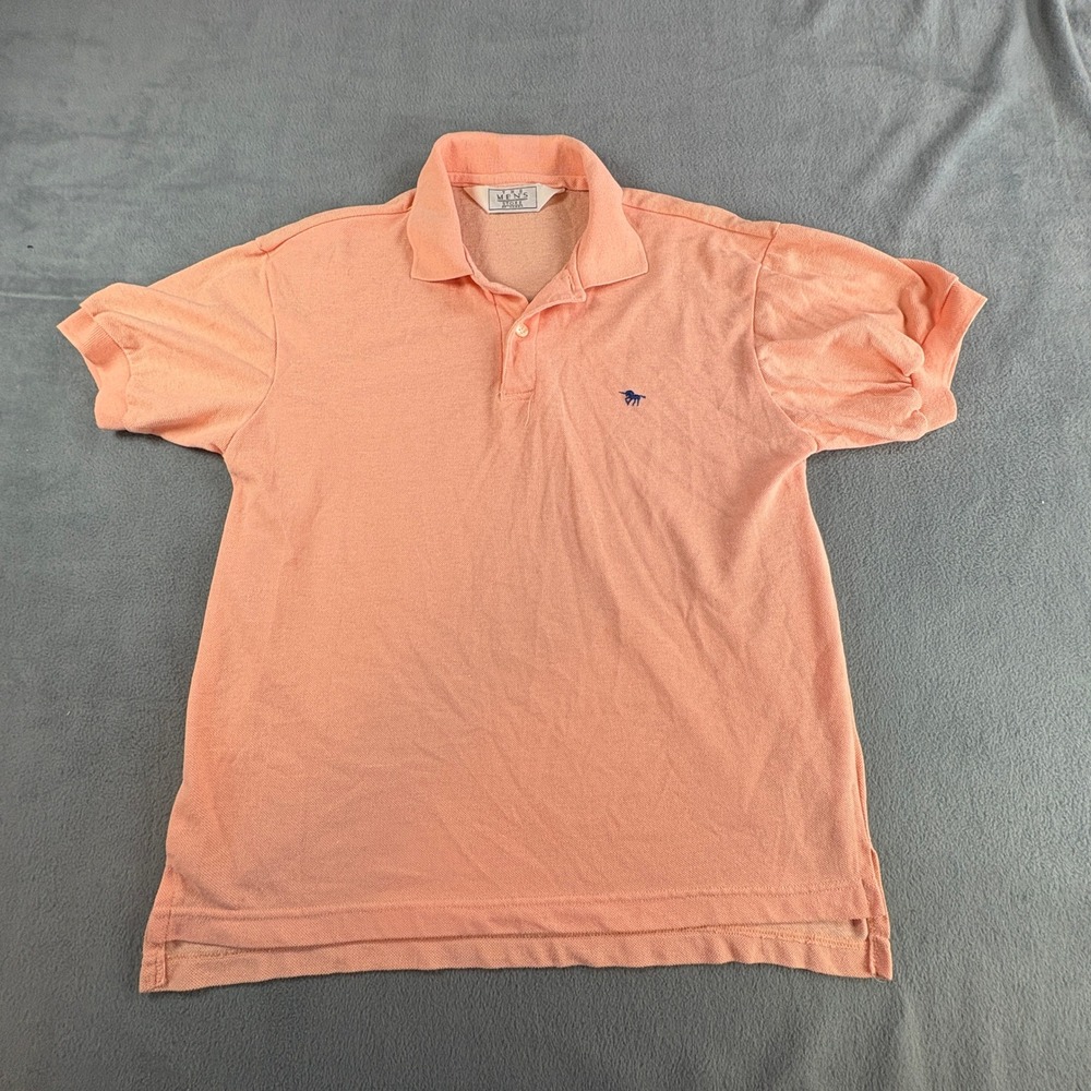 Vintage Sears The Mens Store Peach Polo Shirt Large‎ Unicorn Logo Pique Knit